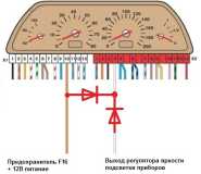 Включение подсветки панели приборов вместе с зажиганием
